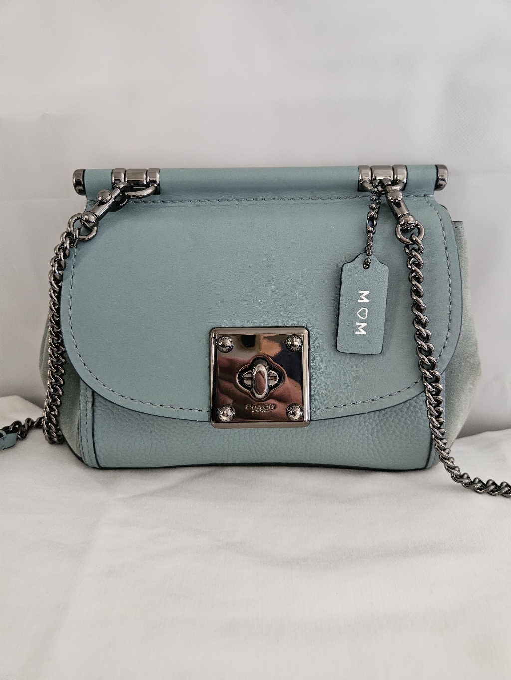 Limited Edition Coach Steele Blue Pebble & Suede Leather Crossbody/Shoulder Bag
